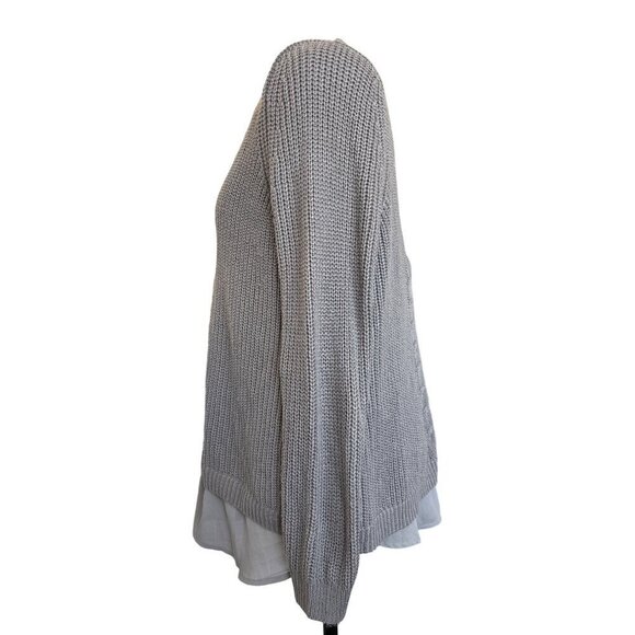 Torrid Sweater Gray Rib with Laced Detail in Back Women 1 Medium Cotton Blend - Picture 3 of 8